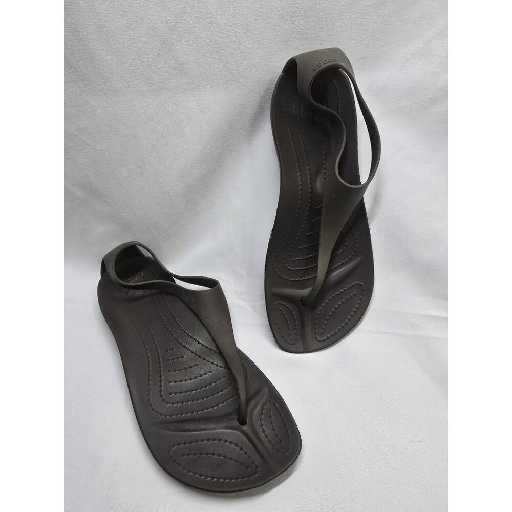 Crocs Serena T Strap Brown Sandals Women Size 9 US- Used